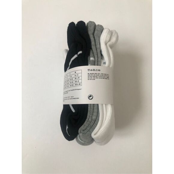 Nike Boys Cushioned Crew Socks 6 Pack (Grey/White/Black) size 10C- 3Y - Picture 2 of 5